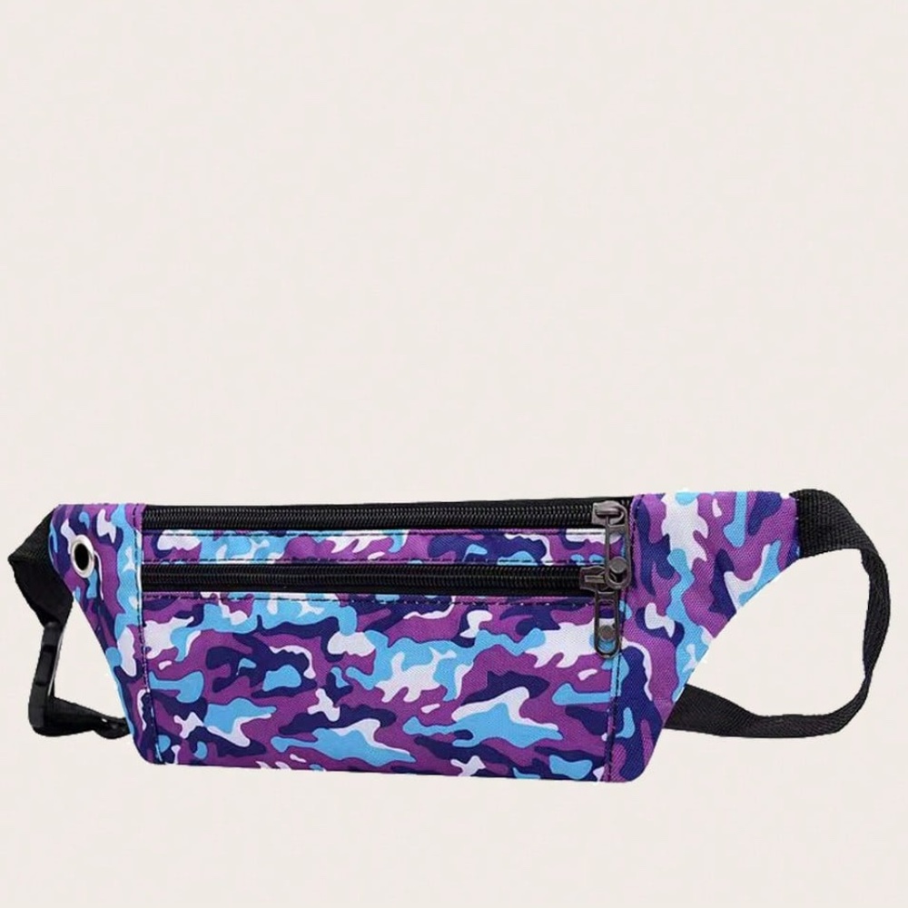 Camo Purple and Teal Blue Waist Bag Fanny Pack